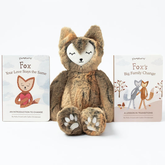 Slumberkins 14" Fox Kin & 2 Board Books Complete Set Bundle | Supports Changes, Coping Skills & Transitions | Social Emotional Development | Soft Plush Animal Gift Set (Fox Kin Plush + 2 Board Books)