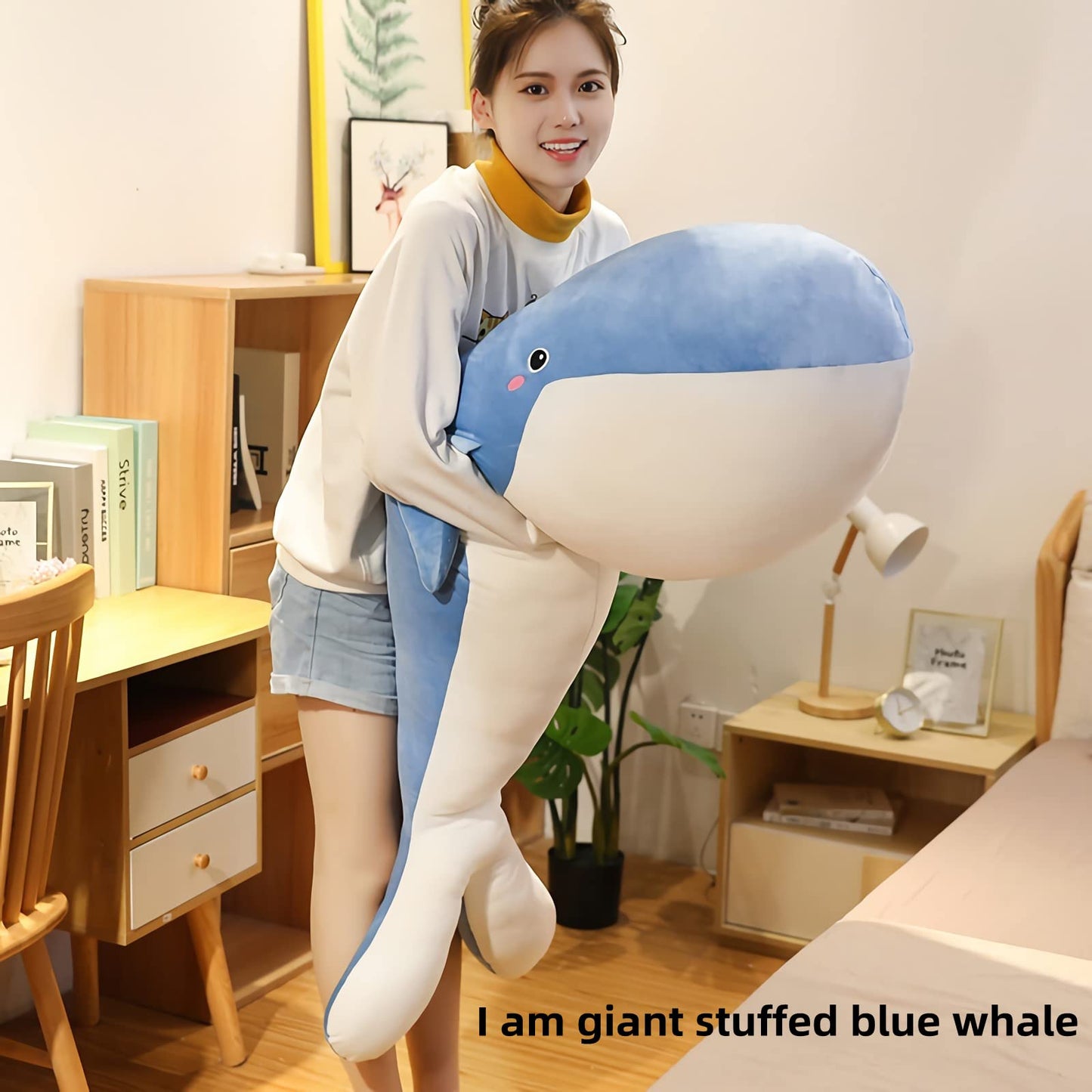 Whale Stuffed Animal - Large Stuffed Whale,Soft Whale Plush Body Pillow,Cute Plushies Whale Throw Pillows Birthday Gifts for Girls & Boys 47.2IN (Blue,X-Large)