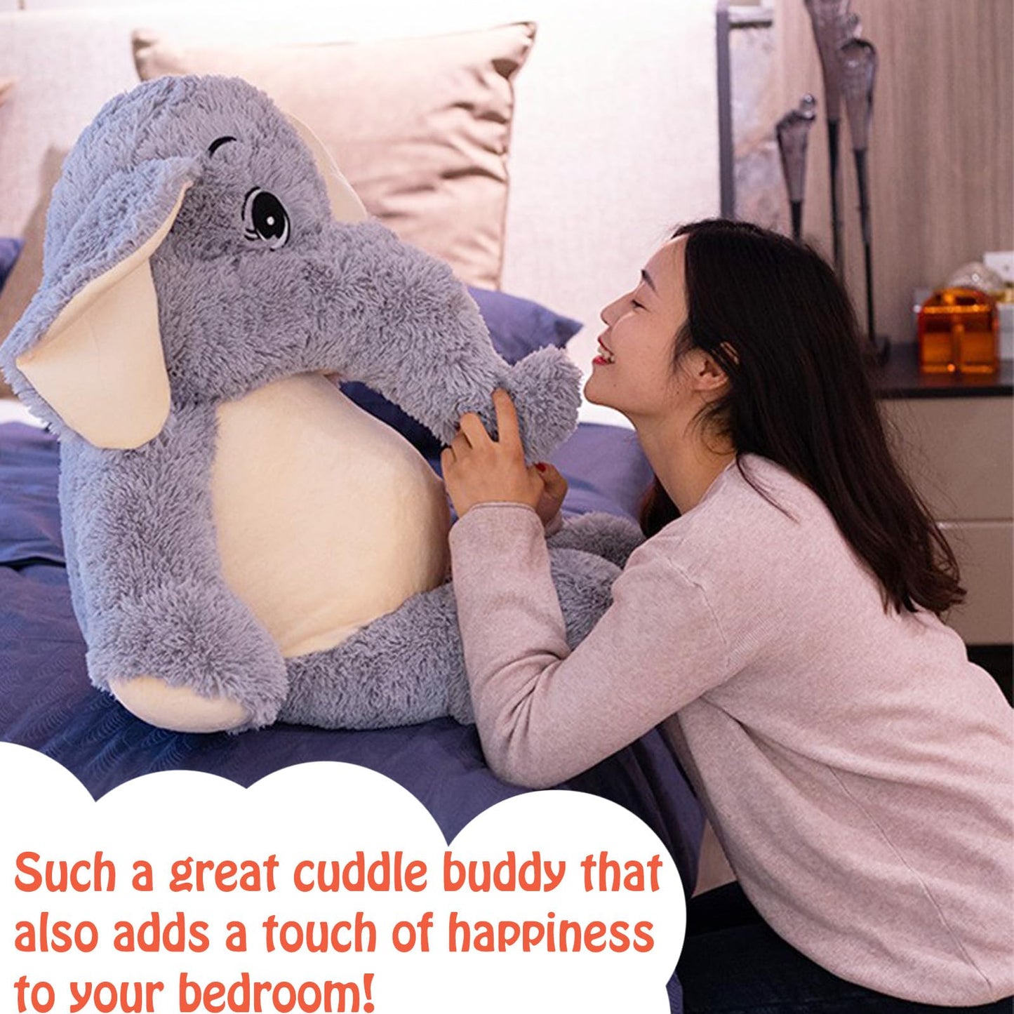 Giant Elephant Stuffed Animal 51'',Large Stuffed Elephant Plush Toy Soft Elephant Stuffed Animals for Birthday Mother's Day Christmas